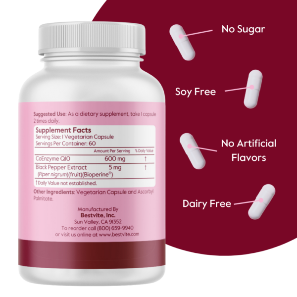 Ultra Absorption CoQ10 (CoEnzyme Q10) 600mg with Bioperine - Image 4