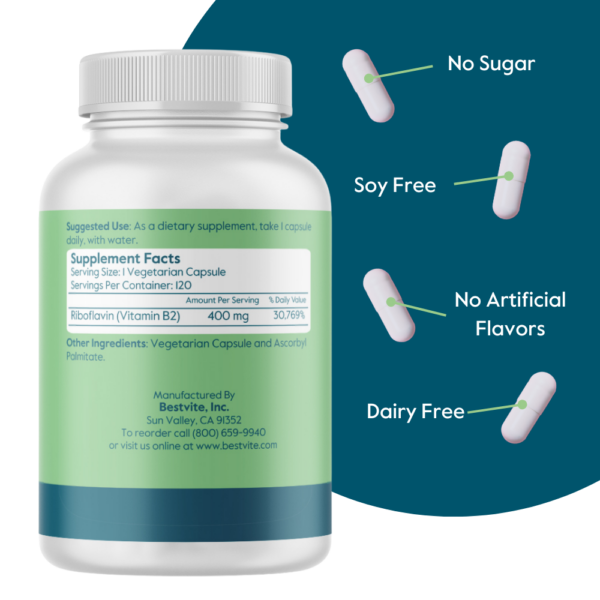 Vitamin B-2 (Riboflavin) 400mg - Image 3