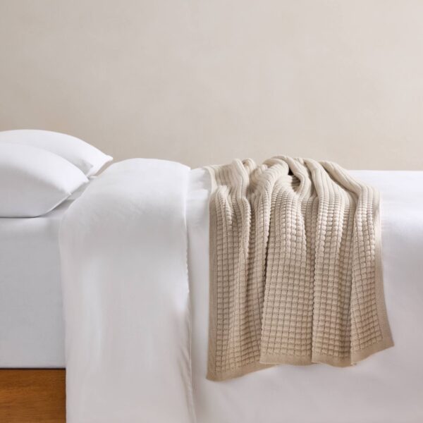Grid Knit Cotton Throw Blanket - Last Call - Image 3