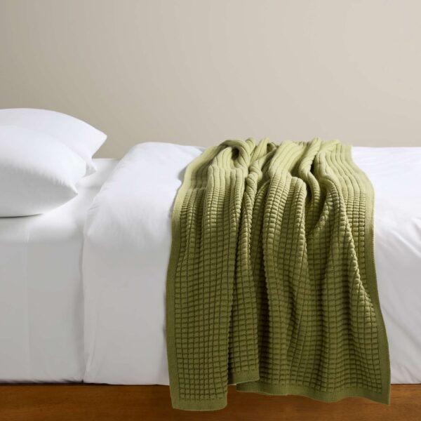 Grid Knit Cotton Throw Blanket - Image 26