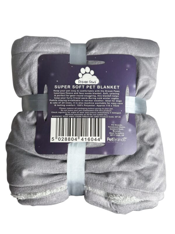 Dream Paws Super Soft Reversible Pet Blanket - Flint Grey - Image 2