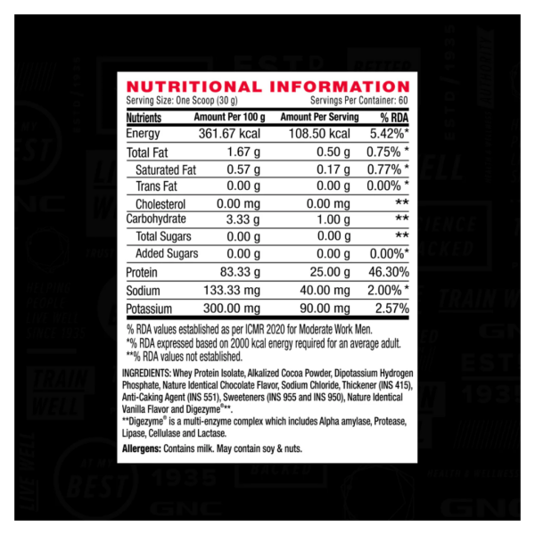 GNC AMP Pure Isolate Protein Low Carb   1.81 Kg - Image 4
