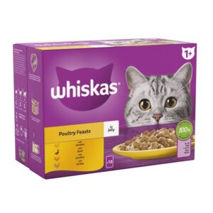 Whiskas Poultry Feasts in Jelly 1+ Adult Wet Cat Food Pouches