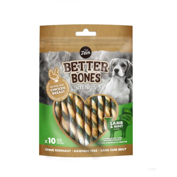 Zeus Better Bones Alternative Rawhide Sticks Dog Treats - Lamb & Mint