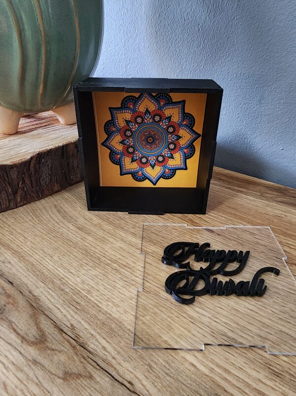Black Wooden Diwali Gift Box with Perspex Lid - Image 5