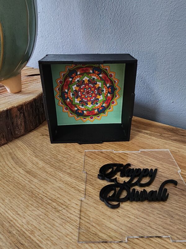 Black Wooden Diwali Gift Box with Perspex Lid - Image 2