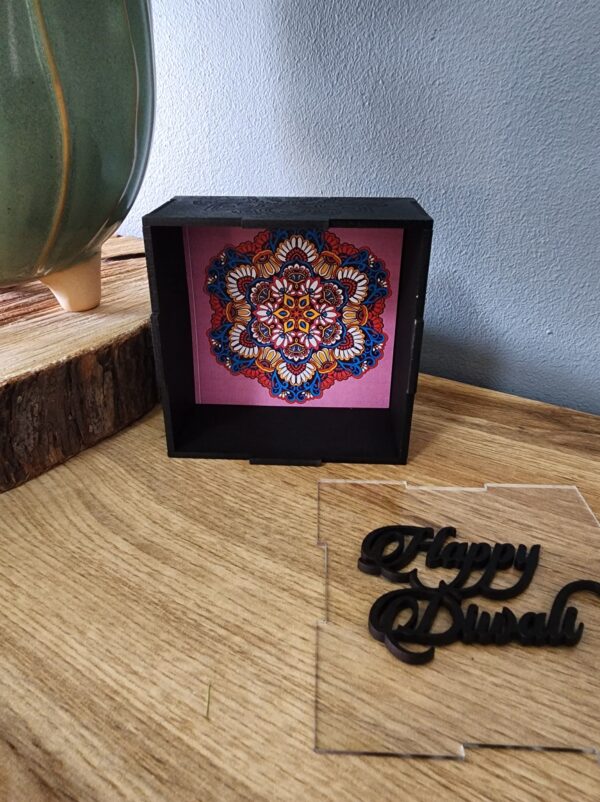 Black Wooden Diwali Gift Box with Perspex Lid - Image 3