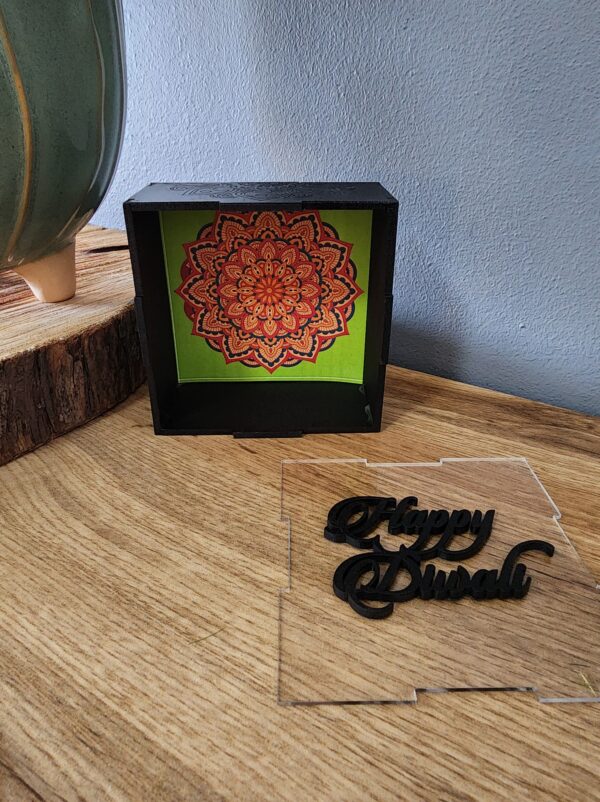 Black Wooden Diwali Gift Box with Perspex Lid - Image 6